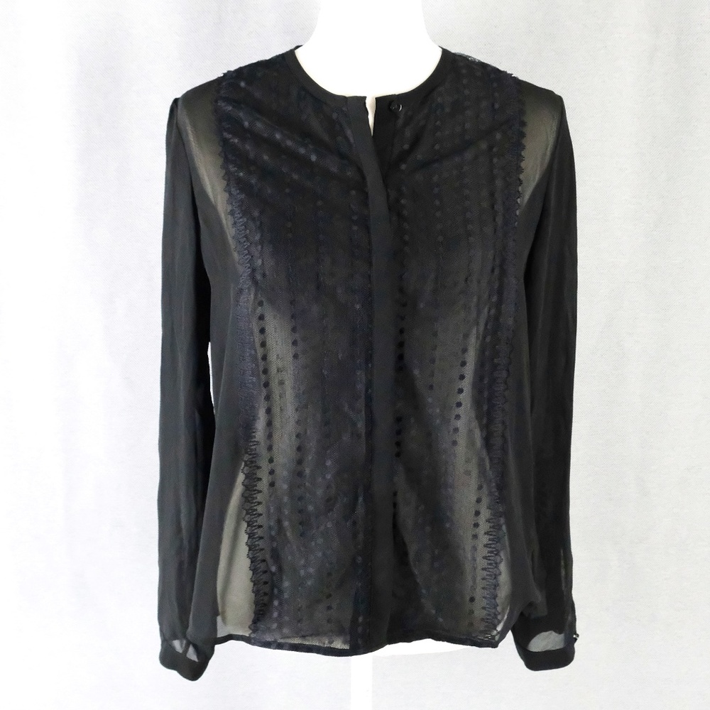The Kooples Sheer Lace Polka Dot Detail Blouse